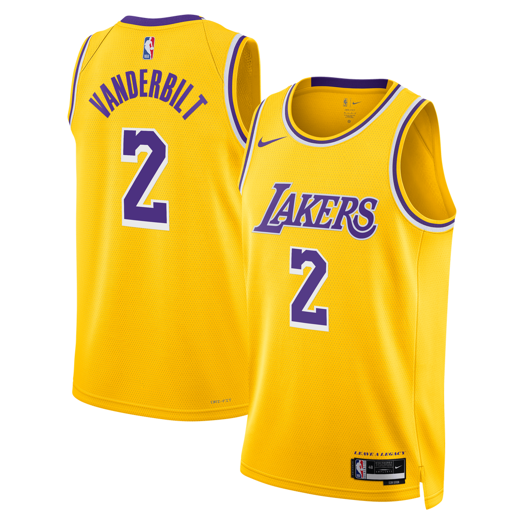 Unisex Los Angeles Lakers Icon Edition Swingman NBA Basketball Jersey - Gold - Jarred Vanderbilt - view 2