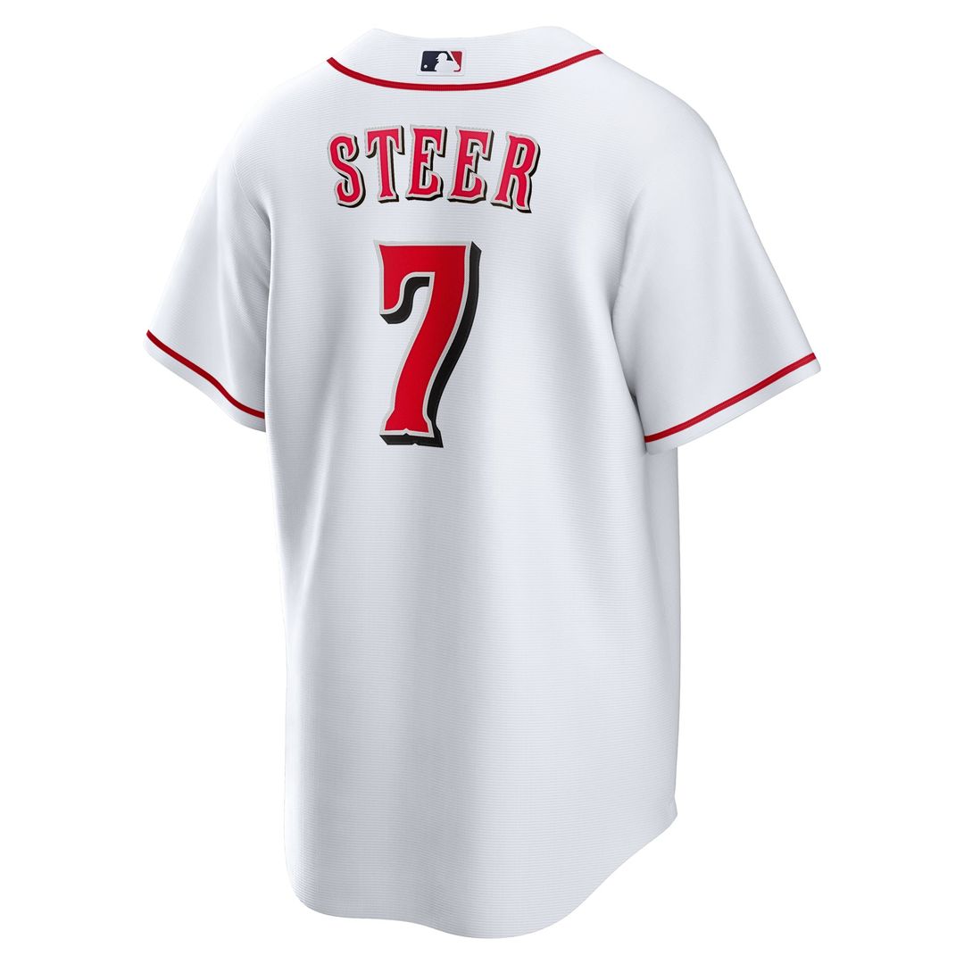 Men's Cincinnati Reds Spencer Steer White Home Replica MLB Baseball Jersey - view 3