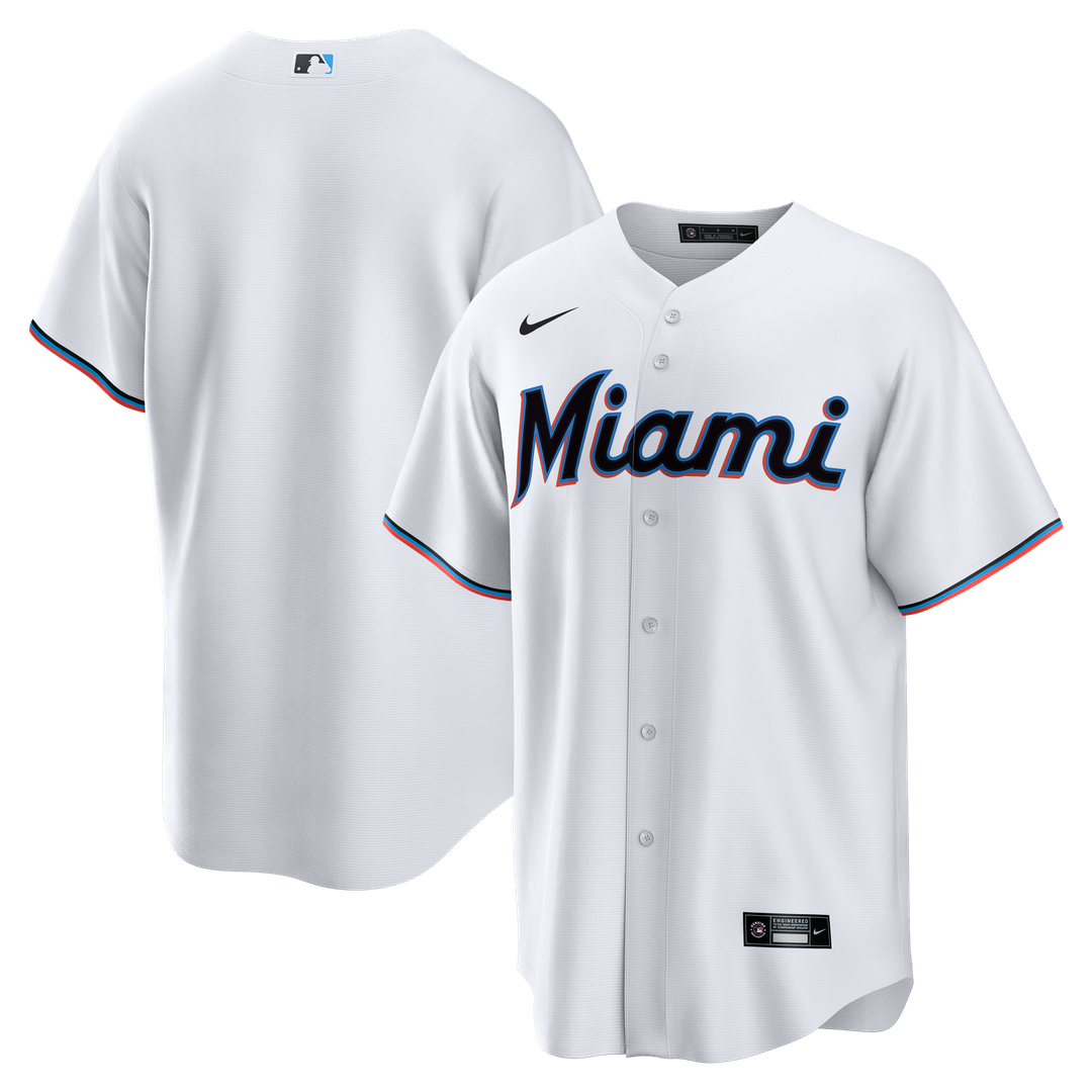 Men's Miami Marlins White Home Big & Tall Replica MLB Baseball Jersey - view 1
