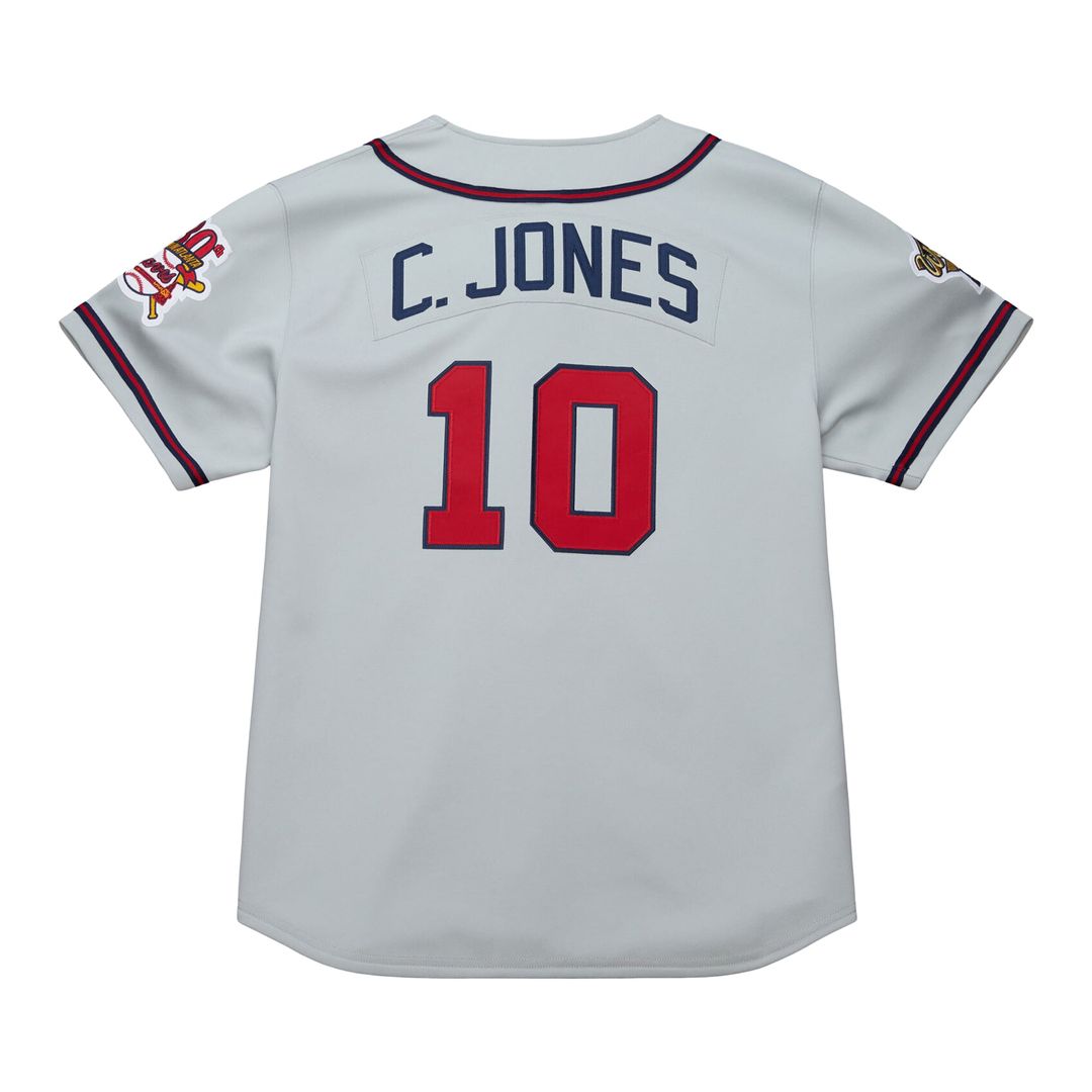 Men's Atlanta Braves Chipper Jones Gray 1995 Throwback MLB Baseball Jersey - view 3