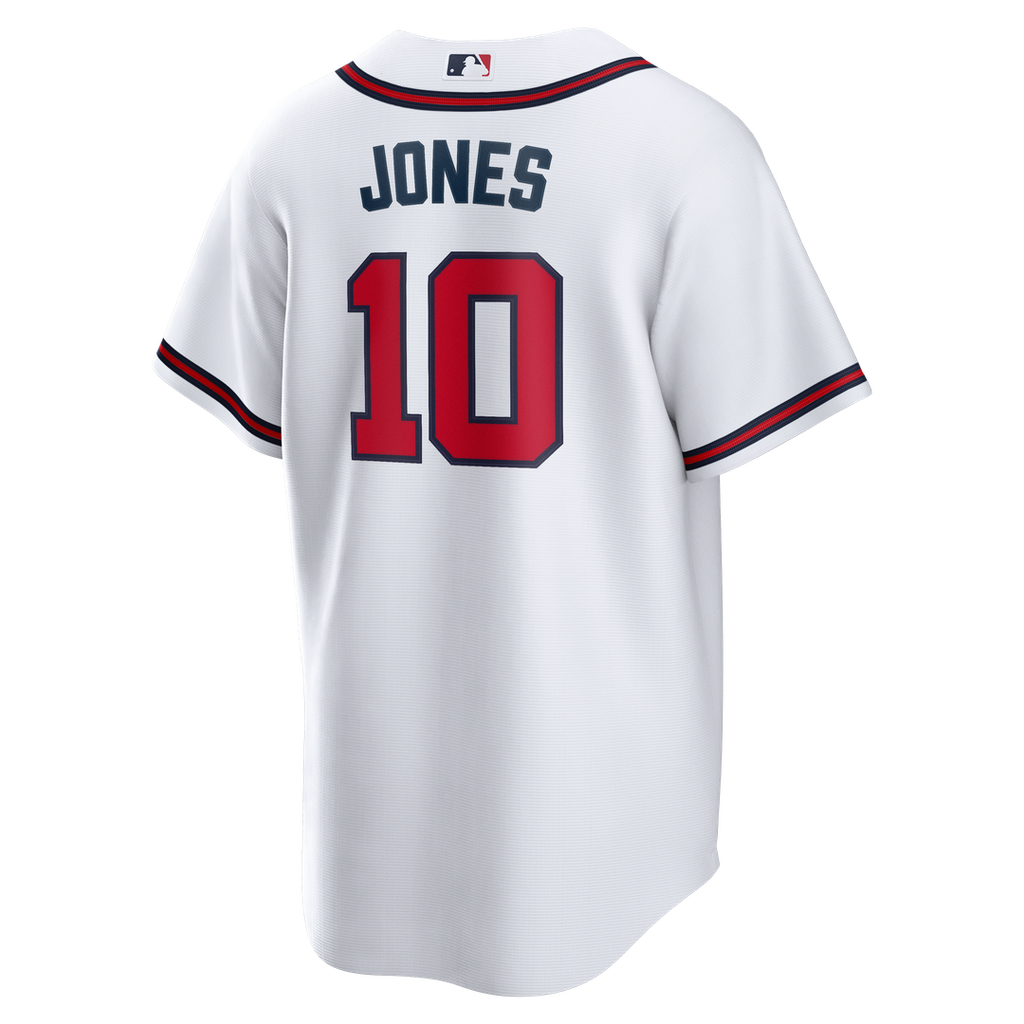 Men's Atlanta Braves Chipper Jones White Home Retired Player Replica MLB Baseball Jersey - view 3
