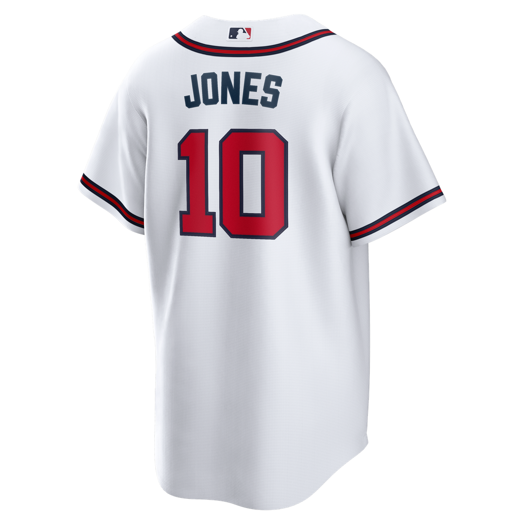 Men's Atlanta Braves Chipper Jones White Home Retired Player Replica MLB Baseball Jersey - view 3