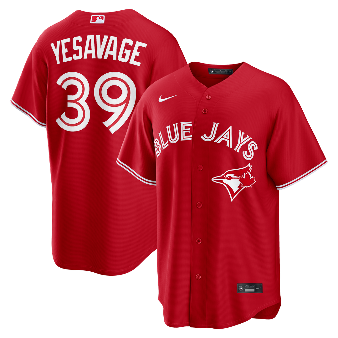 Men's Toronto Blue Jays Trey Yesavage Red Canada Day Replica MLB Baseball Jersey - view 1