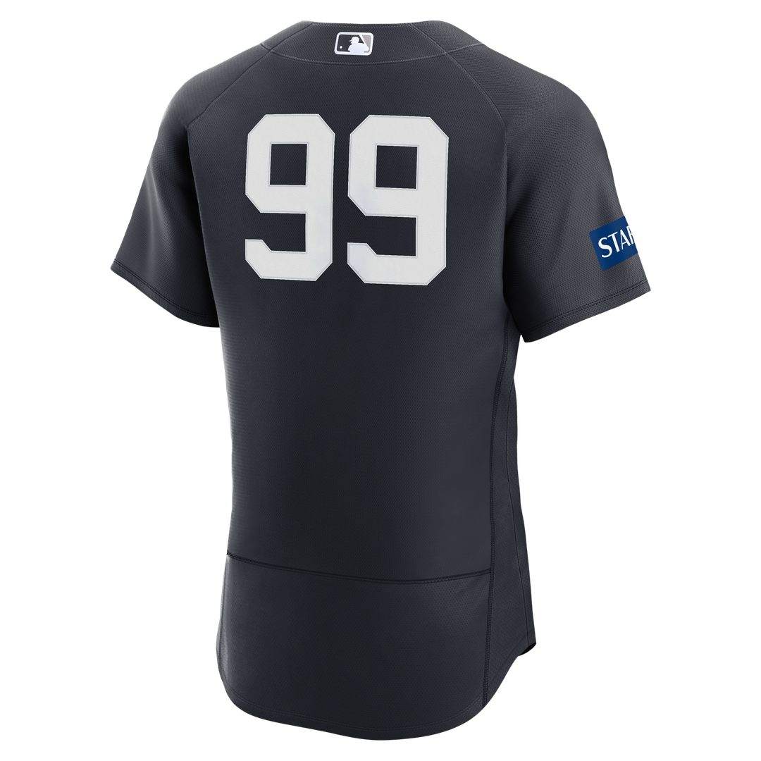 Men's New York Yankees Aaron Judge White Home Sponsor Patch MLB Baseball Jersey - view 9
