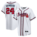 Men's Atlanta Braves Deion Sanders White Home Retired Player Replica MLB Baseball Jersey - view 1