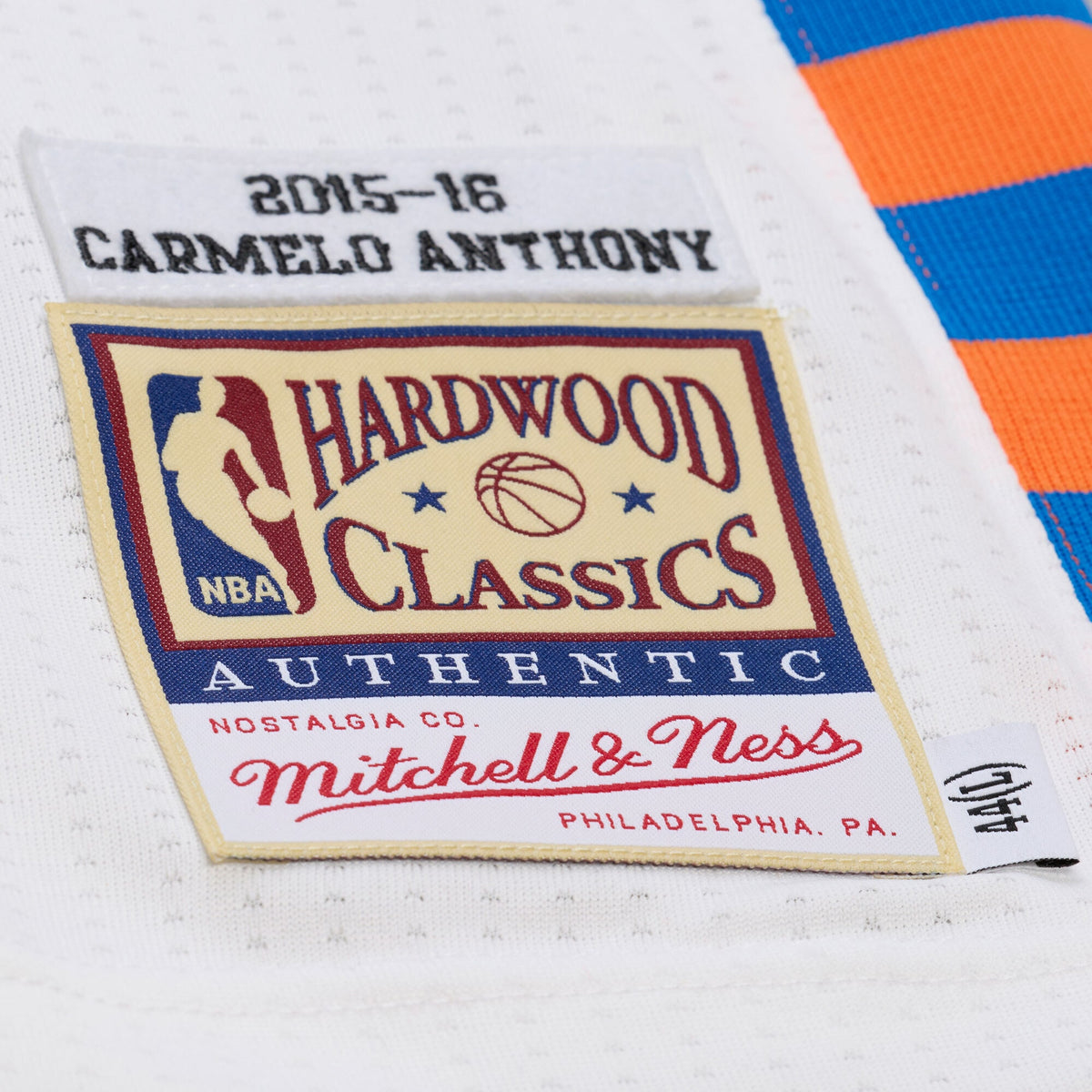 Men's Carmelo Anthony White New York Knicks 2015-16 Hardwood Classics NBA Basketball Jersey - view 5