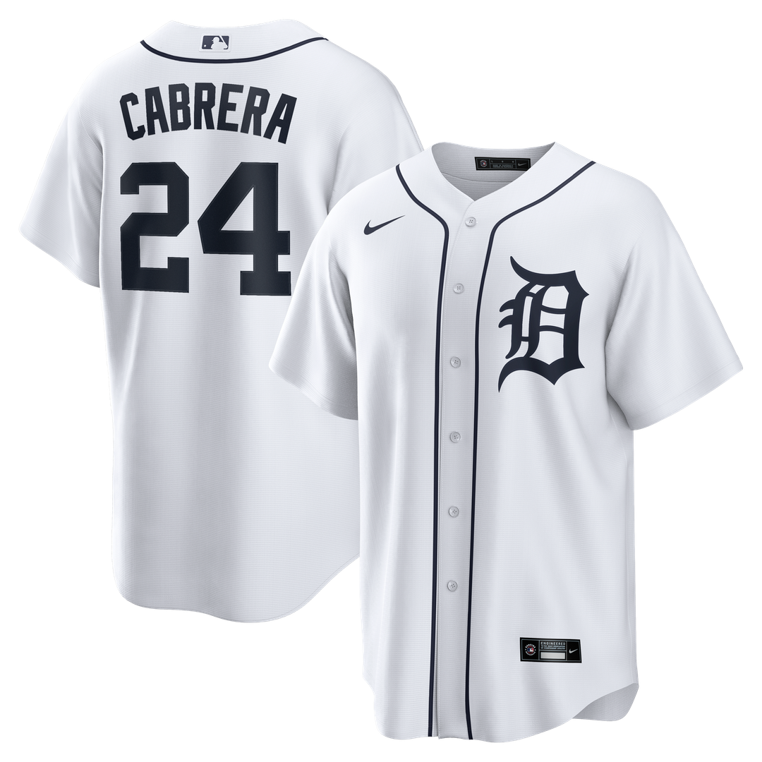 Men's Detroit Tigers Miguel Cabrera White Home Retired Player Replica MLB Baseball Jersey - view 1