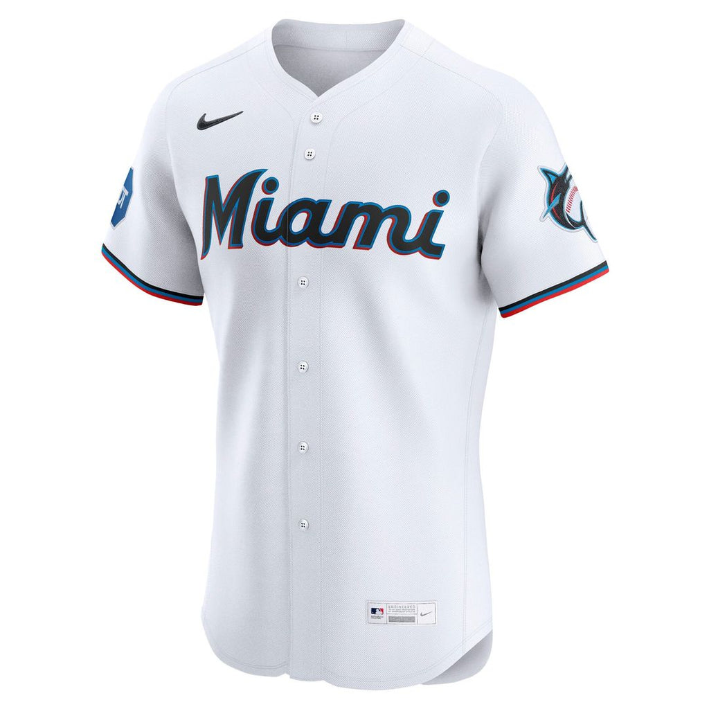 Men's Miami Marlins White Home Elite MLB Baseball Jersey - view 6