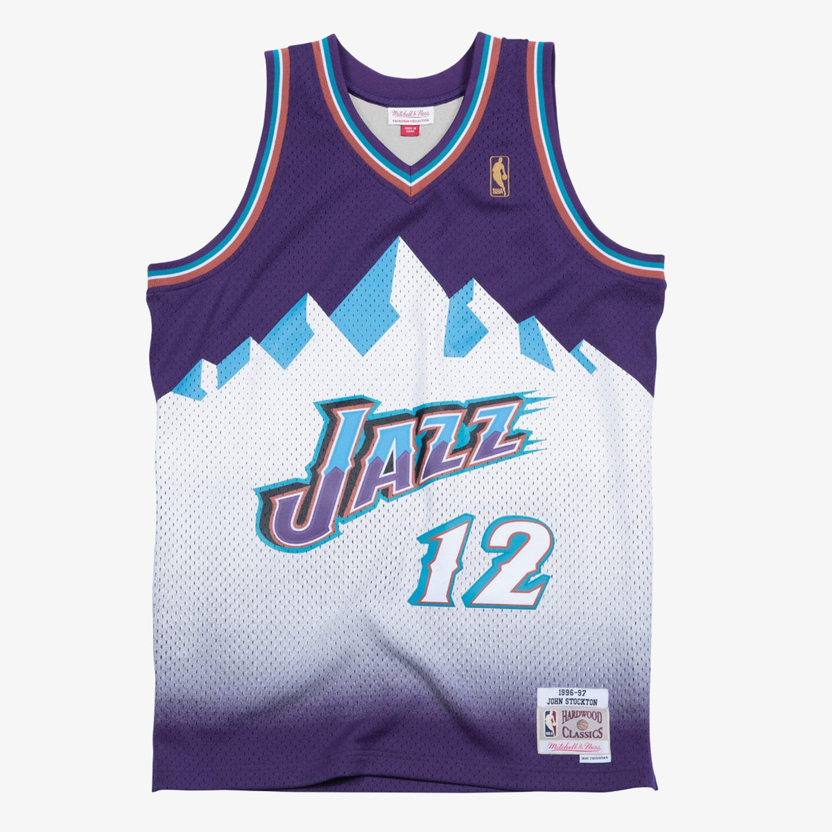 Men's Utah Jazz Swingman NBA Basketball Jersey Road John Stockton 1996-97 - view 2