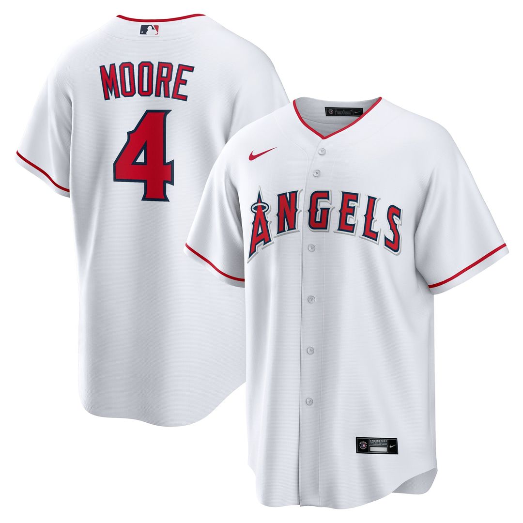 Men's Los Angeles Angels Christian Moore White Home Replica MLB Baseball Jersey - view 1