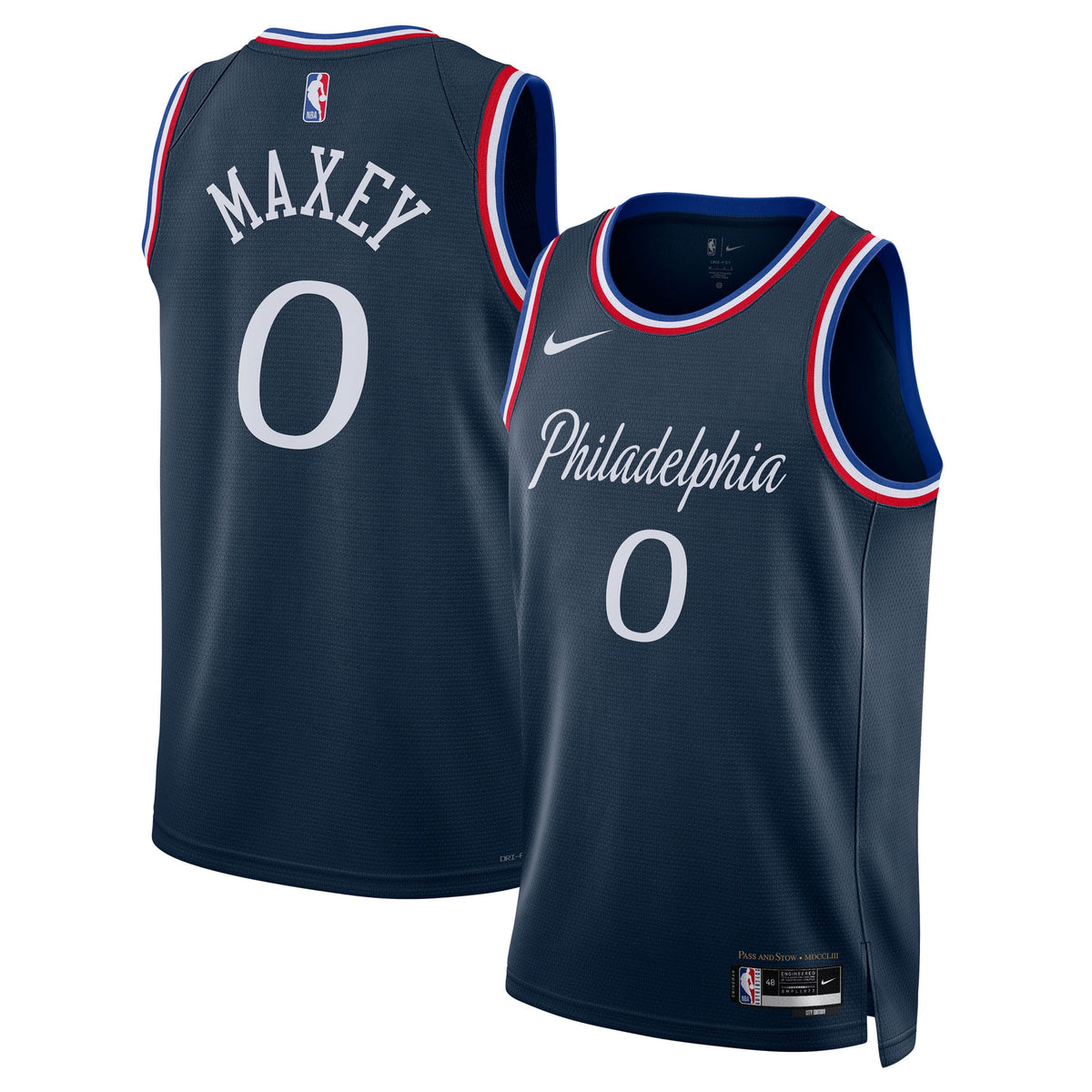 Unisex Tyrese Maxey Philadelphia 76ers 2025/26 City Edition Swingman NBA Basketball Jersey - Navy - view 1