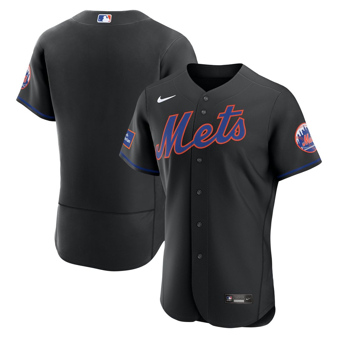 Men's New York Mets Black Alternate Sponsor Patch MLB Baseball Jersey - view 4