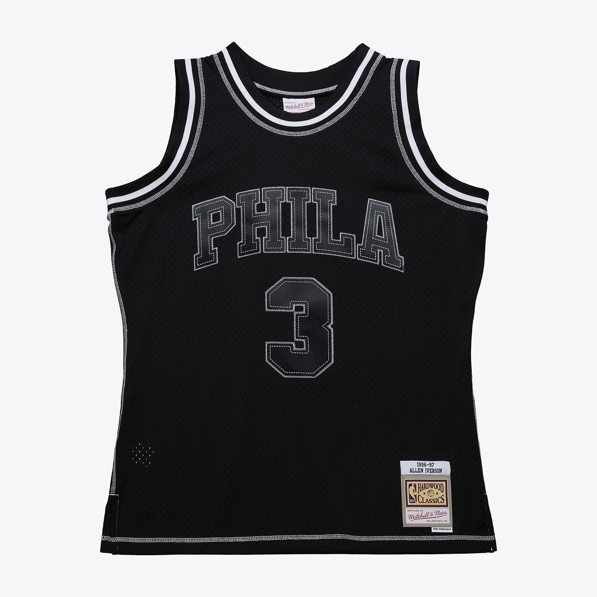Men's Philadelphia 76ers Allen Iverson 1996 Contrast 2K Swingman NBA Basketball Jersey - Black - view 3