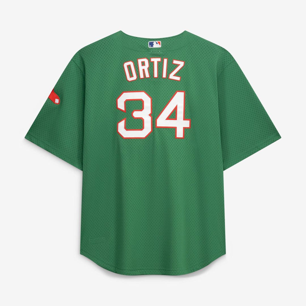 Men's Boston Red Sox David Ortiz Kelly Green Big & Tall Cooperstown Collection Mesh Batting Practice MLB Baseball Jersey - view 9