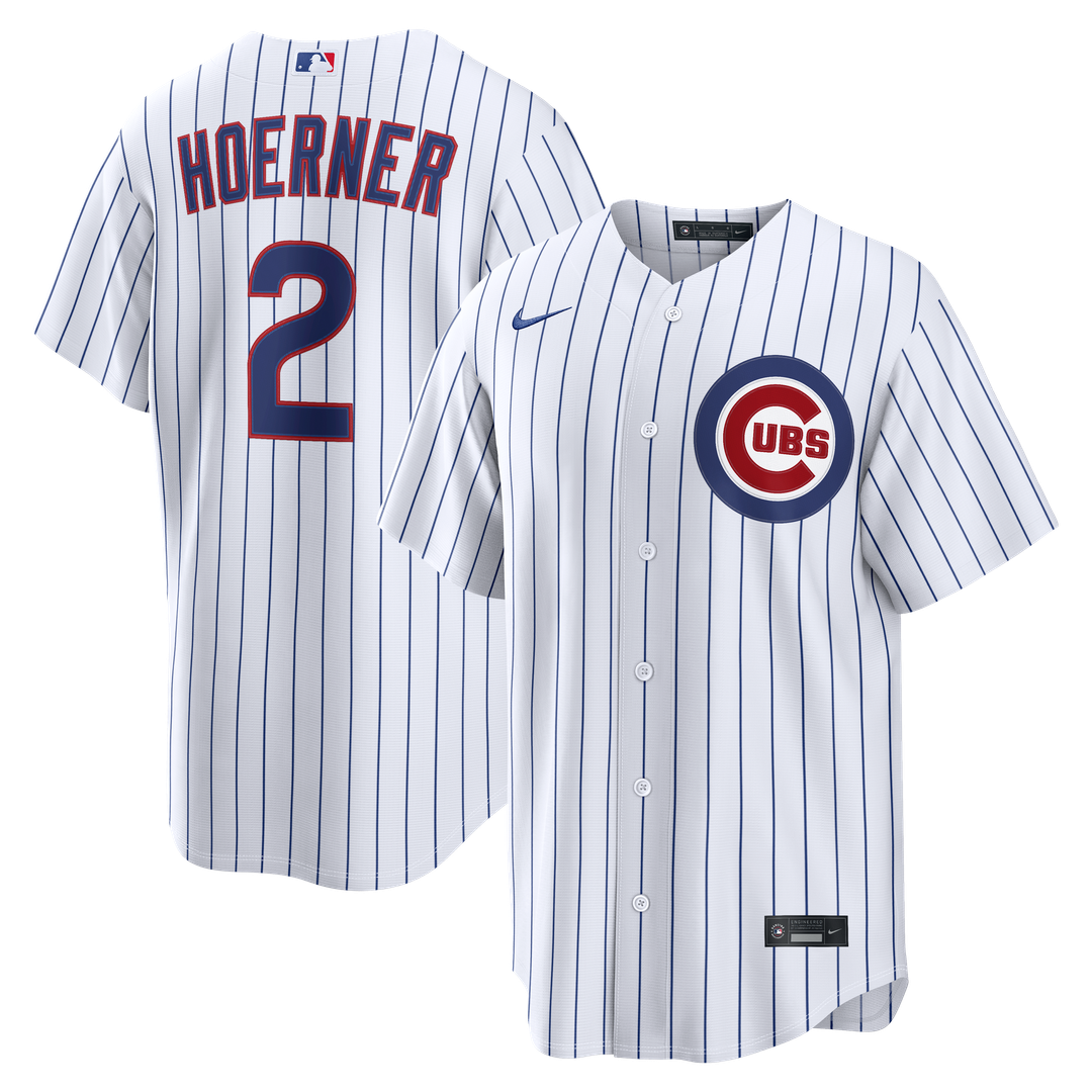 Men's Chicago Cubs Nico Hoerner White Home Replica MLB Baseball Jersey - view 1