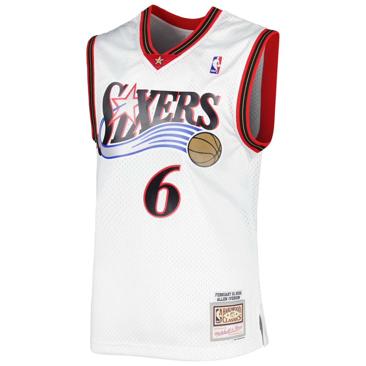 Men's Allen Iverson White Philadelphia 76ers 2002/03 Hardwood Classics Swingman NBA Basketball Jersey - view 3
