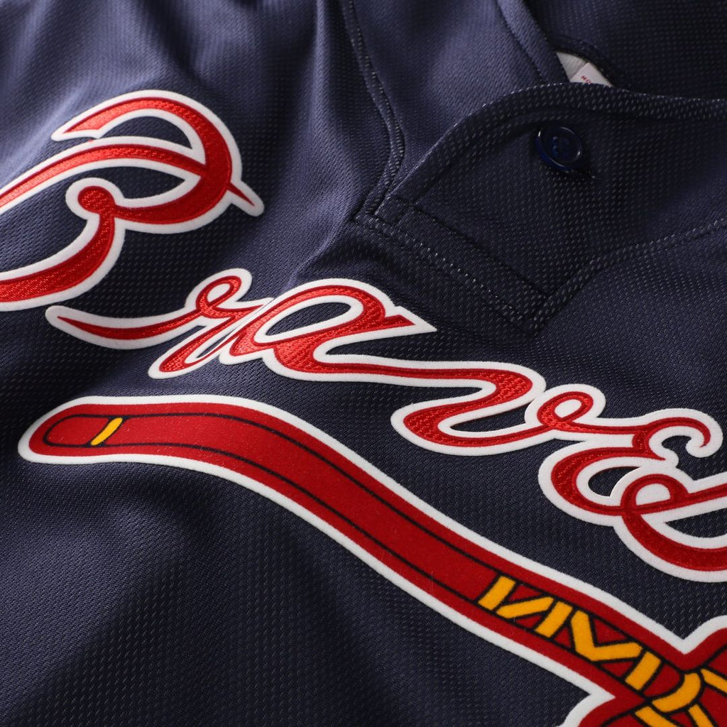 Men's Atlanta Braves Chipper Jones Navy Batting Practice MLB Baseball Jersey - view 4