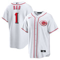 Men's Cincinnati Reds White #1 Dad Home Replica MLB Baseball Jersey - view 1