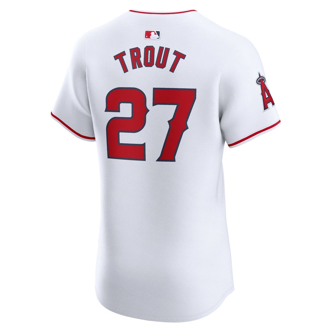 Men's Los Angeles Angels Mike Trout White Home Elite MLB Baseball Jersey - view 3