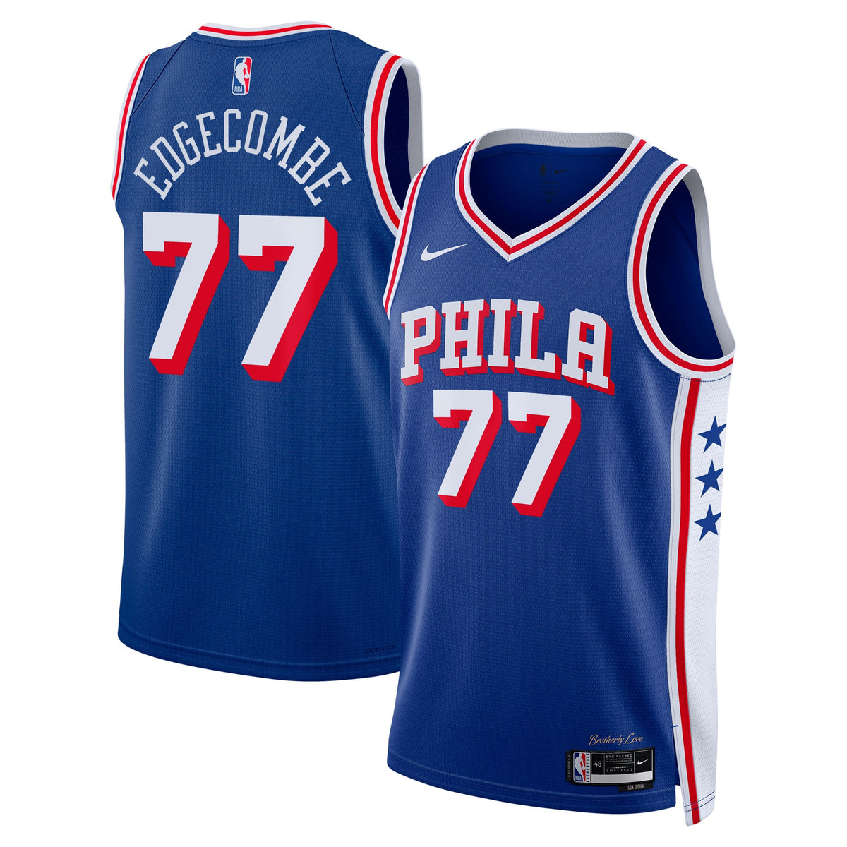 Unisex VJ Edgecombe Philadelphia 76ers Icon Edition Swingman NBA Basketball Jersey - Royal - view 2