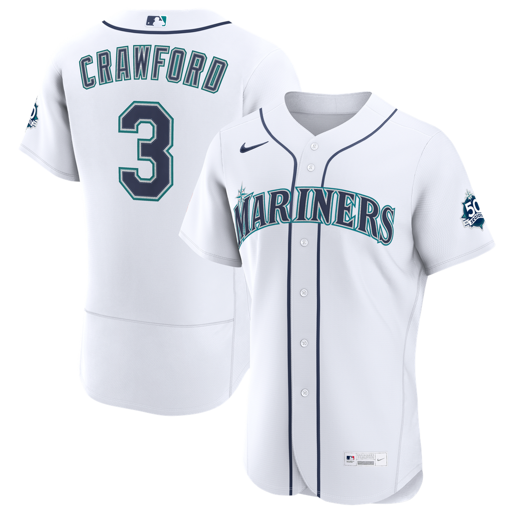 Men's Seattle Mariners J.P. Crawford White Home 50th Season MLB Baseball Jersey - view 1