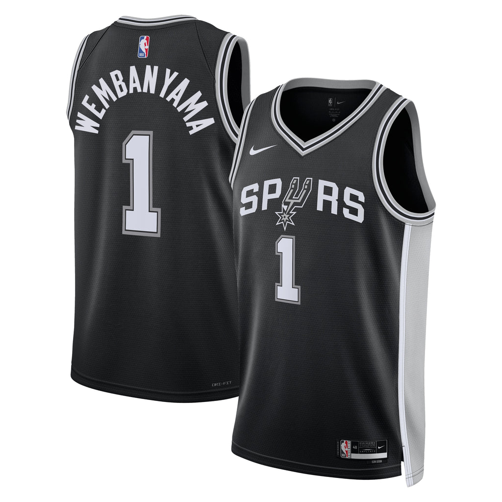 Unisex Victor Wembanyama San Antonio Spurs Icon Edition Swingman NBA Basketball Jersey - Black - view 2