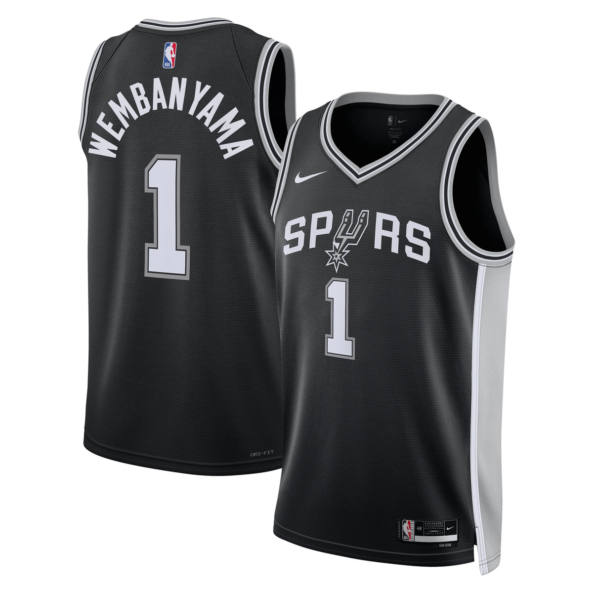 Unisex Victor Wembanyama San Antonio Spurs Icon Edition Swingman NBA Basketball Jersey - Black - view 2