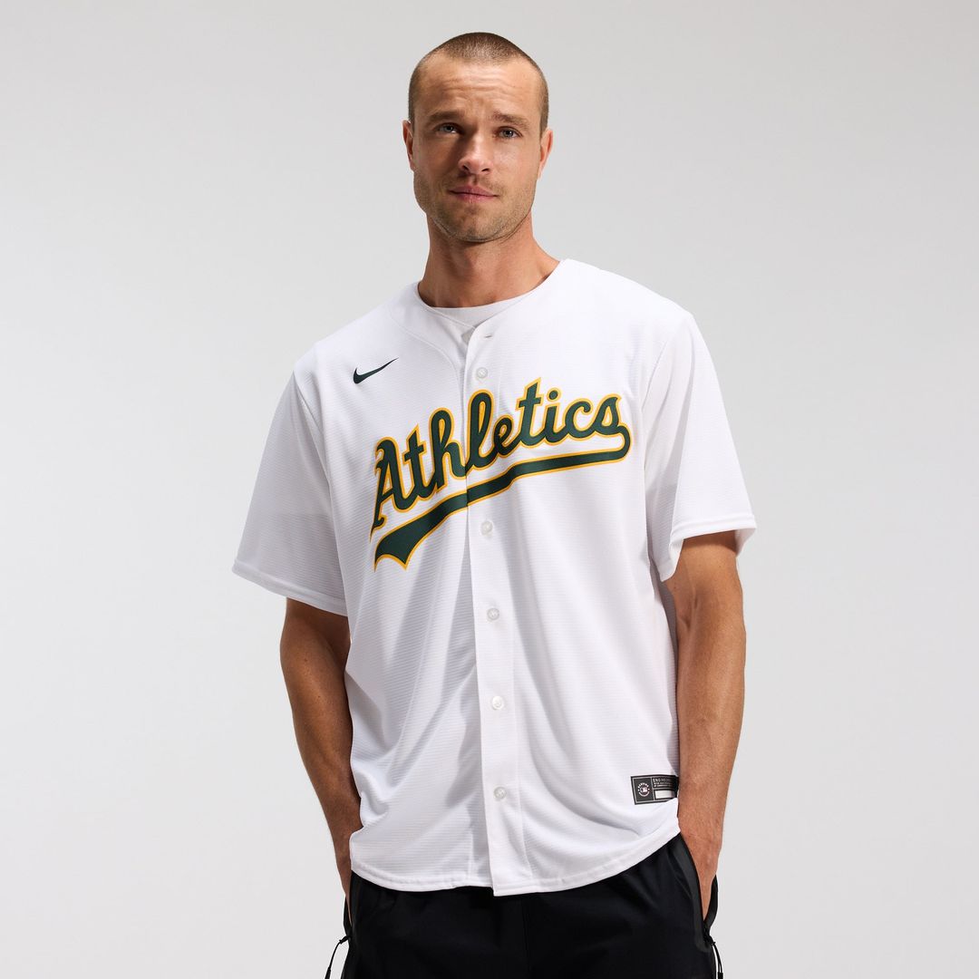 Men's Athletics White Home Replica MLB Baseball Jersey - view 1