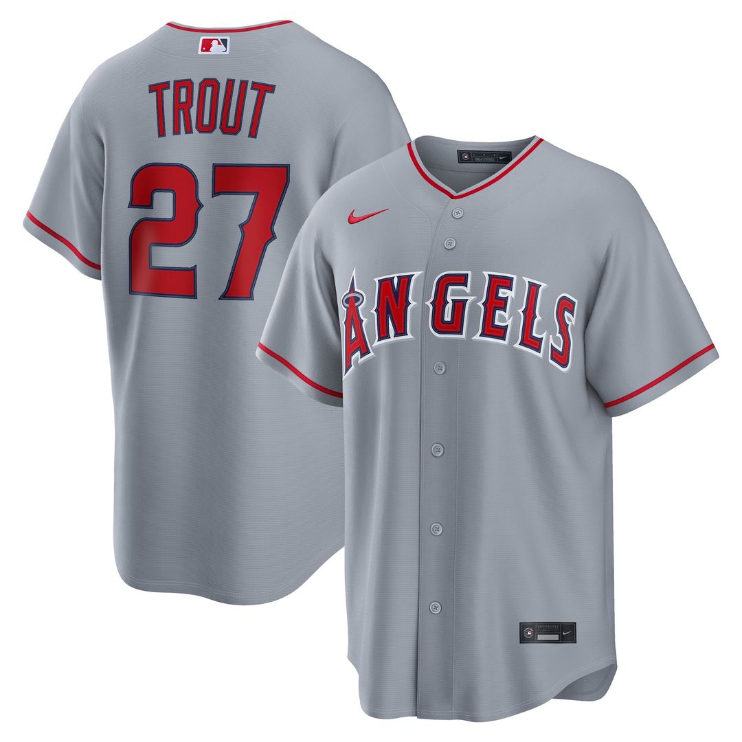 Men's Los Angeles Angels Mike Trout Gray Road Replica MLB Baseball Jersey - view 1