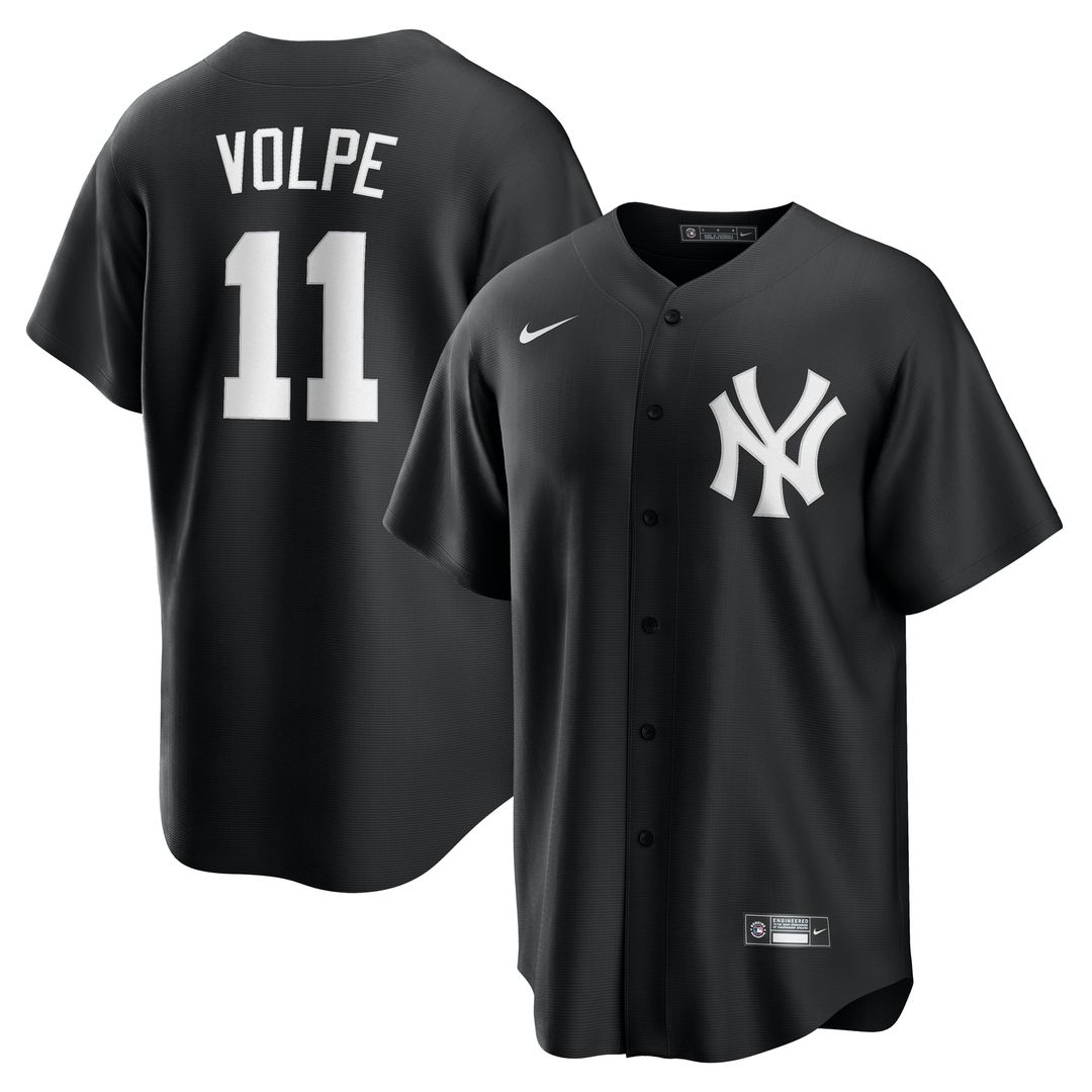 Men's New York Yankees Anthony Volpe Black Fashion Replica MLB Baseball Jersey - view 1