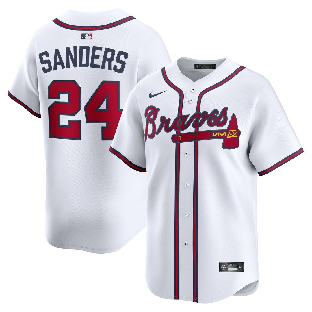 Men's Atlanta Braves Deion Sanders White Limited MLB Baseball Jersey - view 1