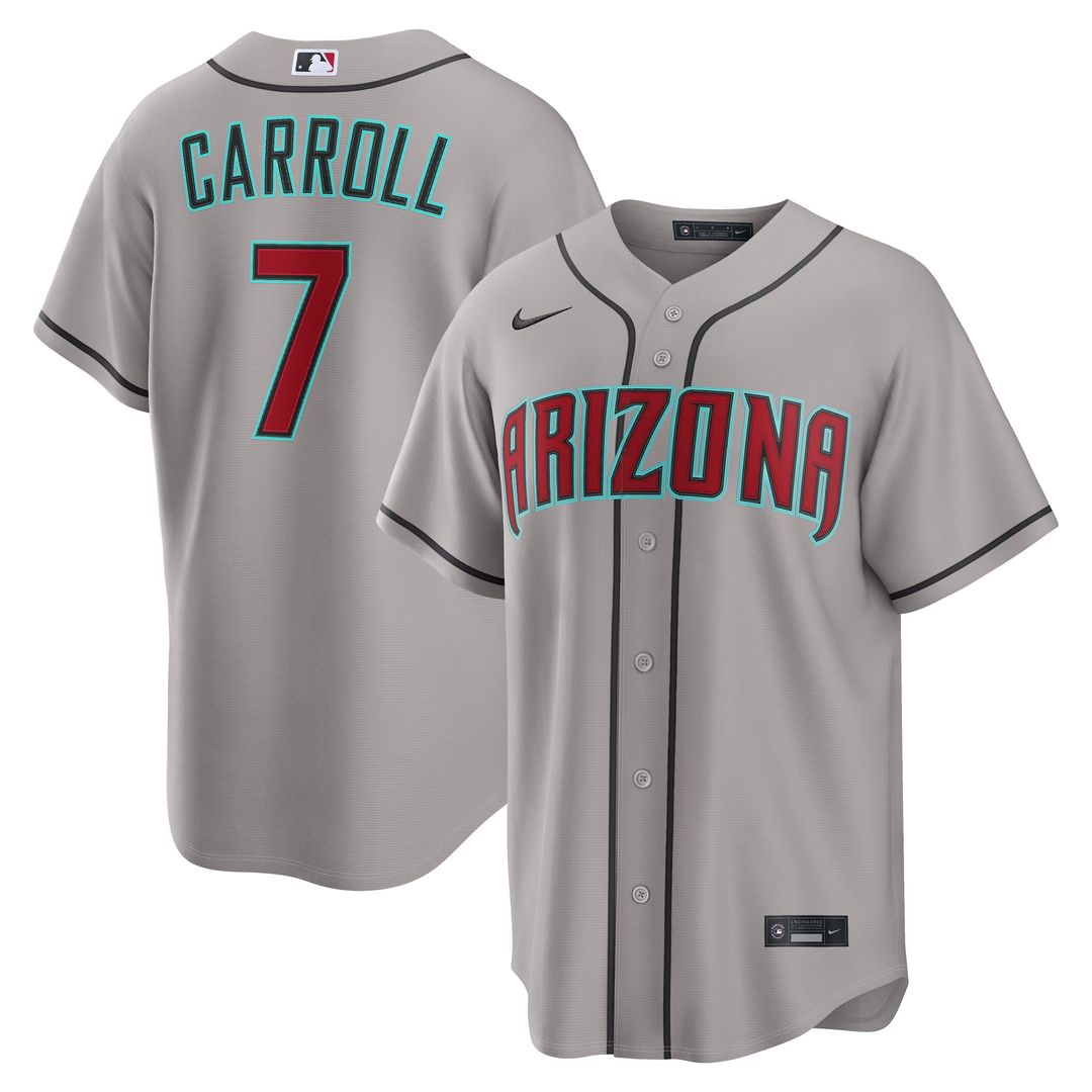 Men's Arizona Diamondbacks Corbin Carroll Gray Road Replica MLB Baseball Jersey - view 1