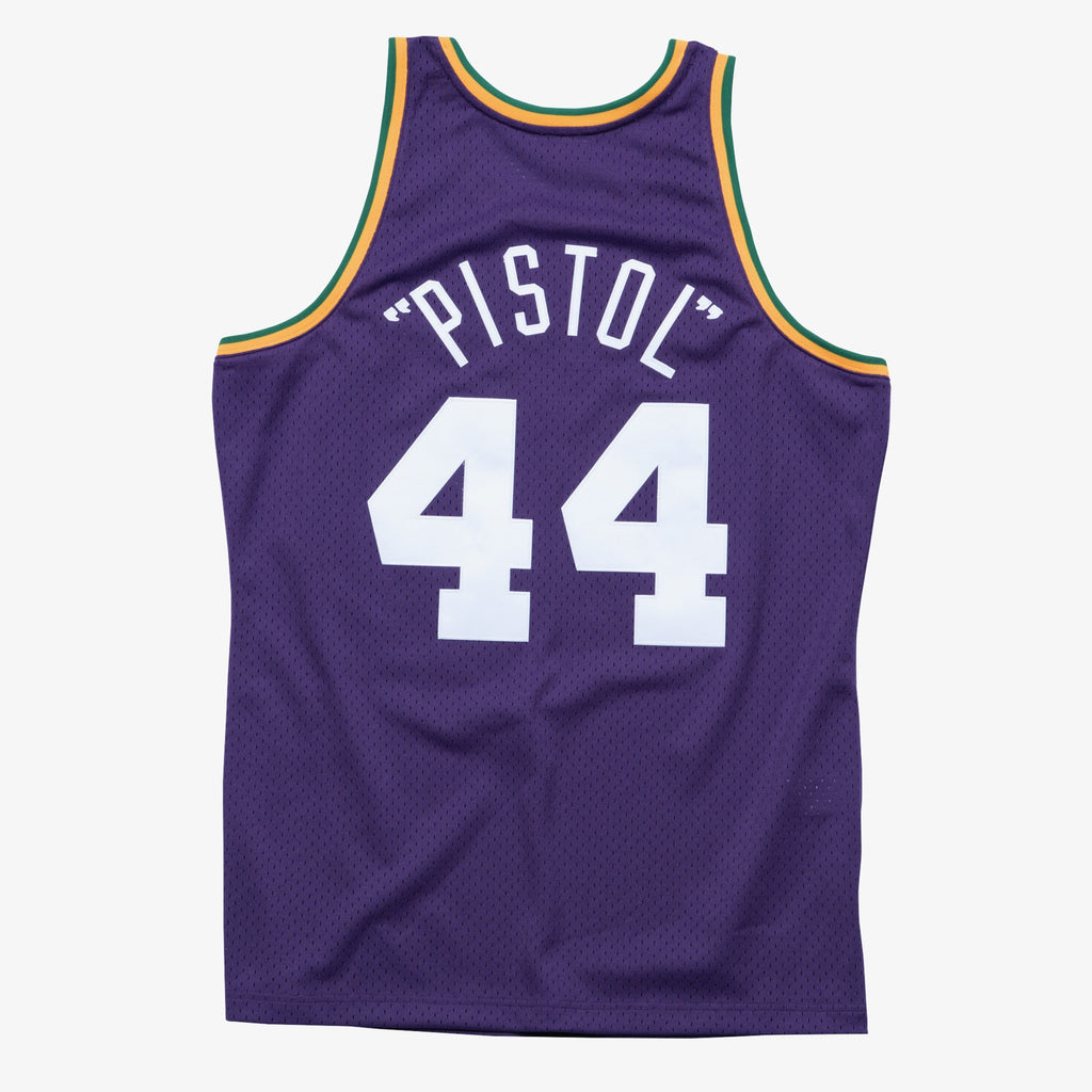 Men's New Orleans Jazz Pete Maravich 1974 Swingman Road NBA Basketball Jersey - Purple - view 4