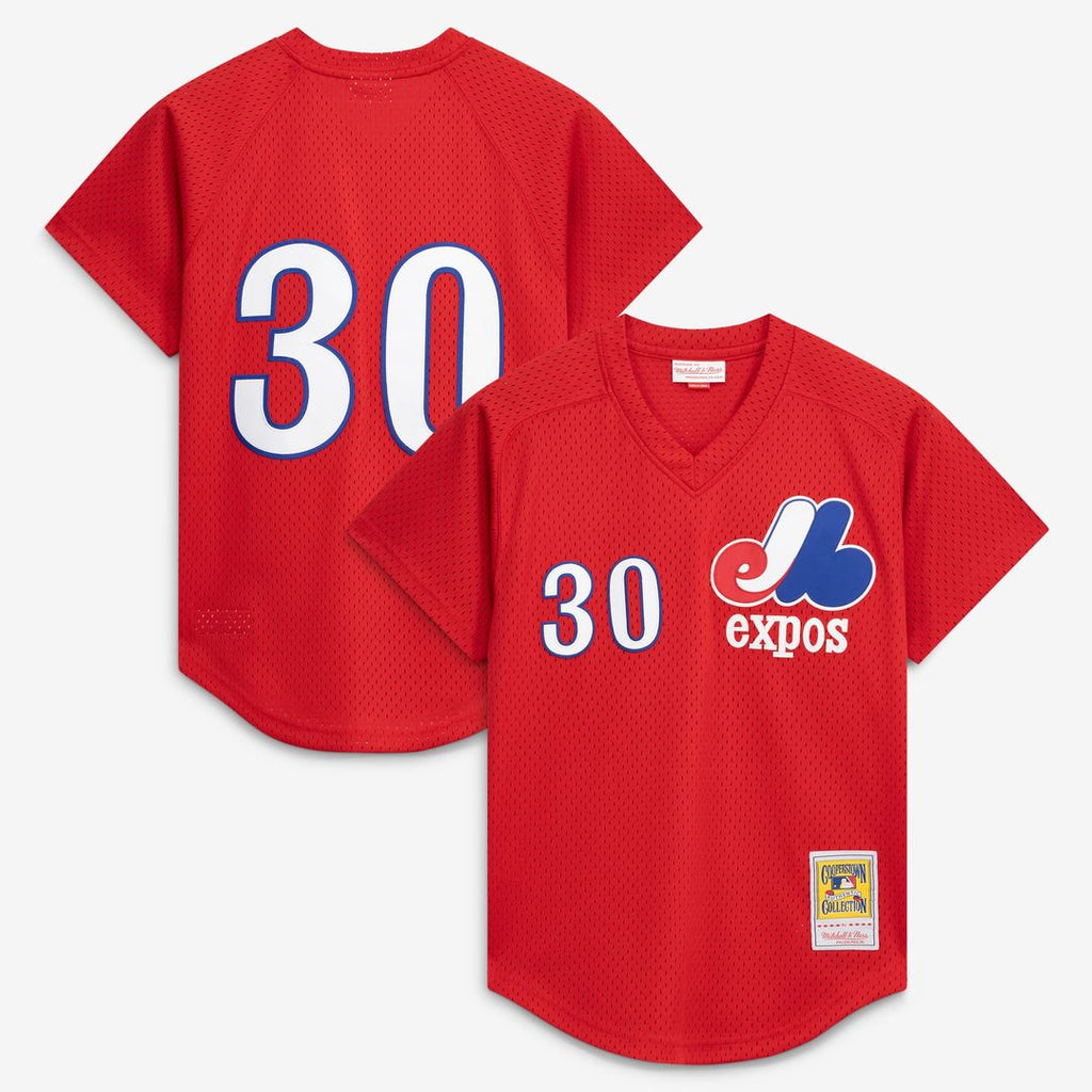 Men's Montreal Expos Tim Raines Scarlet Batting Practice MLB Baseball Jersey - view 1