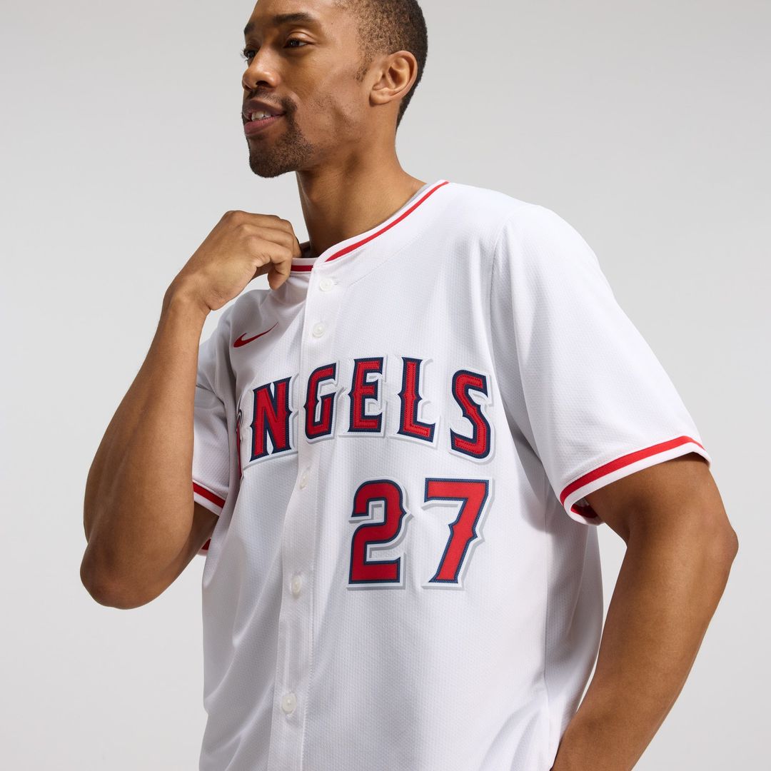 Men's Los Angeles Angels Mike Trout White Home Limited MLB Baseball Jersey - view 11