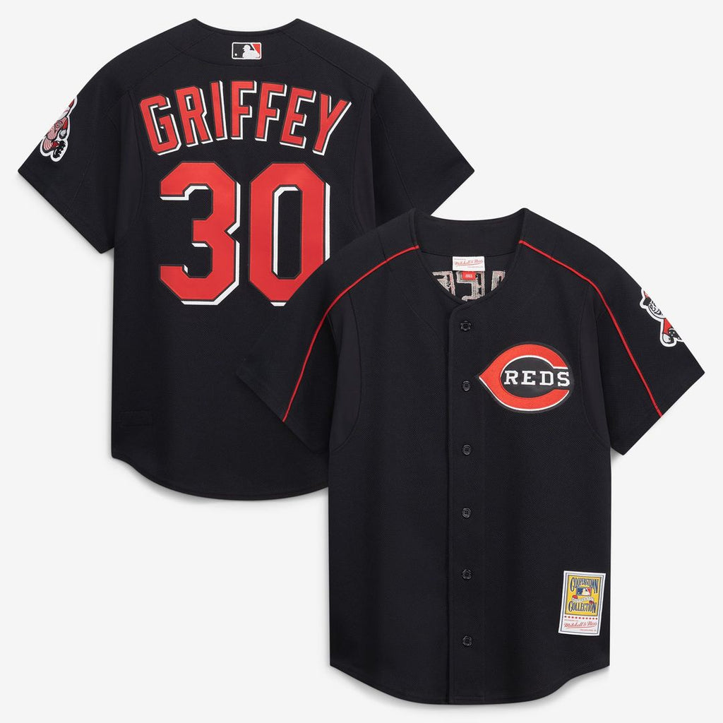 Men's Cincinnati Reds Ken Griffey Jr. Black Cooperstown Collection Mesh Batting Practice MLB Baseball Jersey - view 1