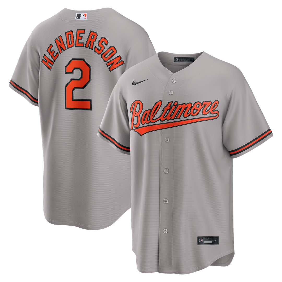 Men's Baltimore Orioles Gunnar Henderson Gray Road Replica MLB Baseball Jersey - view 1