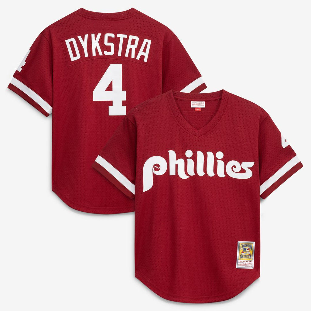 Men's Philadelphia Phillies Lenny Dykstra Scarlet Batting Practice MLB Baseball Jersey - view 1