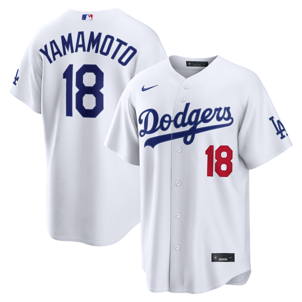 Men's Los Angeles Dodgers Yoshinobu Yamamoto White Home Stadium MLB Baseball Jersey - view 1