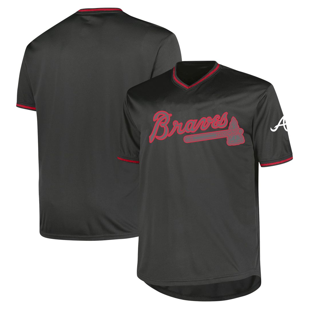 Men's Atlanta Braves Charcoal Big & Tall Pop Fashion MLB Baseball Jersey - view 1