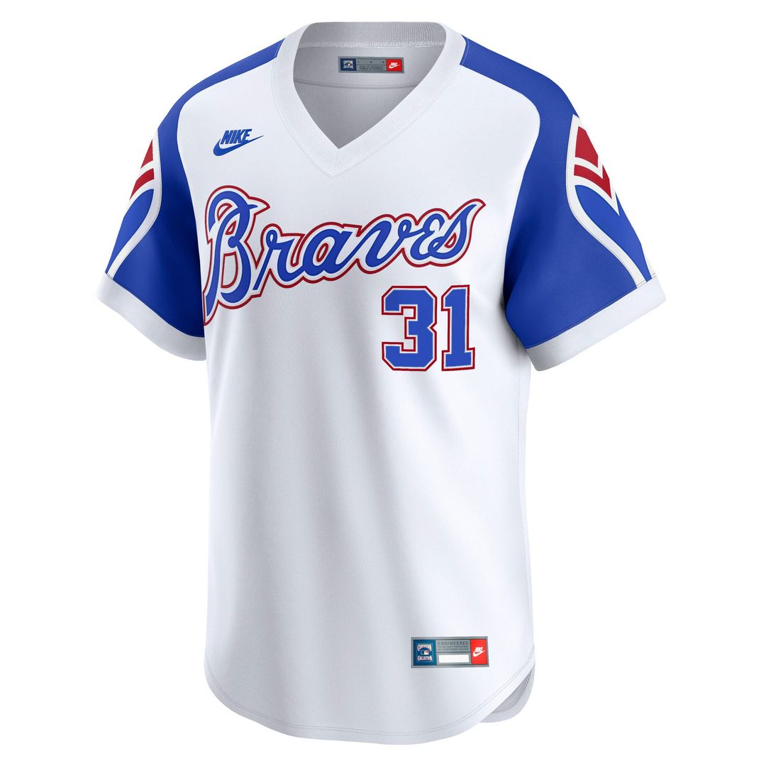 Men's Atlanta Braves Greg Maddux White Throwback Cooperstown Collection Limited MLB Baseball Jersey - view 2