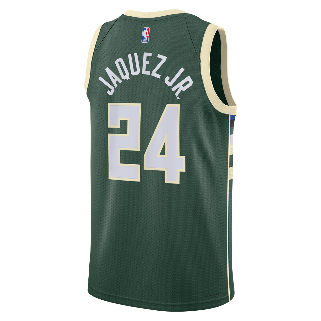 Unisex Jaime Jaquez Jr. Milwaukee Bucks Icon Edition Swingman NBA Basketball Jersey - Hunter Green - view 4