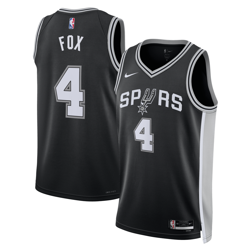Unisex De'Aaron Fox San Antonio Spurs Icon Edition Swingman NBA Basketball Jersey - Black - view 2