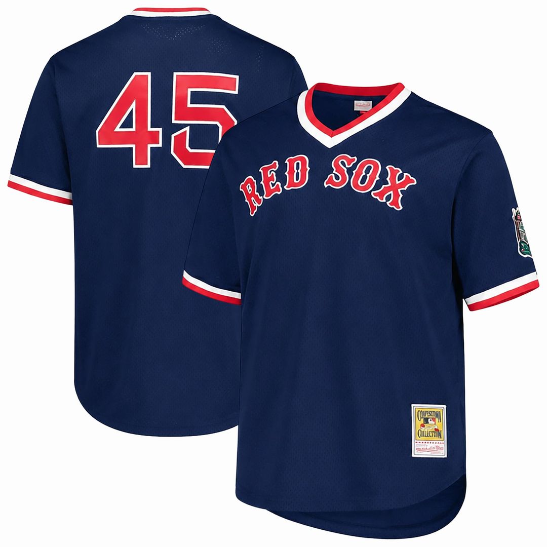 Men's Boston Red Sox Pedro Martinez Navy Big & Tall Cooperstown Mesh Batting Practice MLB Baseball Jersey - view 1