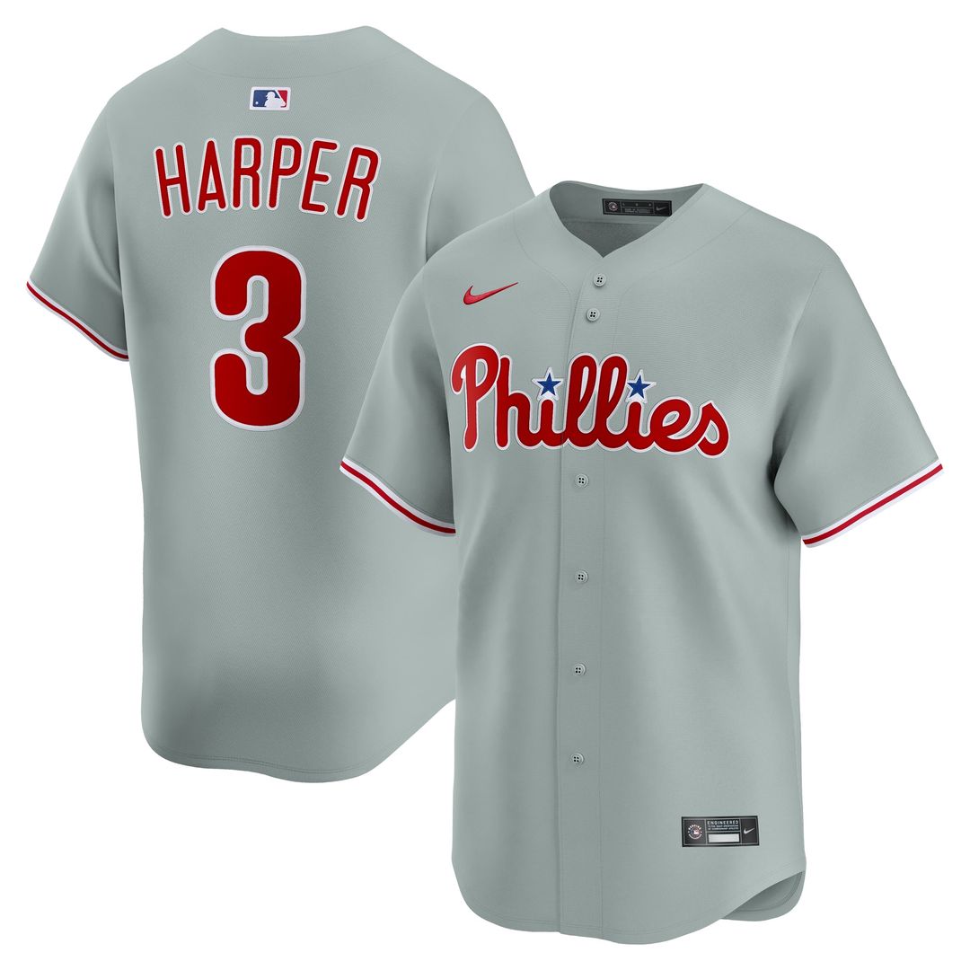 Men's Philadelphia Phillies Bryce Harper Gray Road Limited MLB Baseball Jersey - view 4