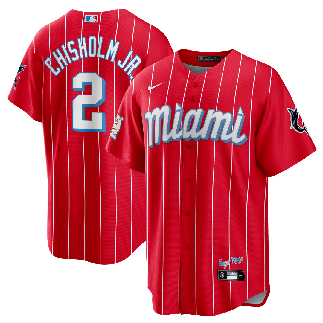 Men's Miami Marlins Jazz Chisholm Jr. Red City Connect Replica MLB Baseball Jersey - view 1