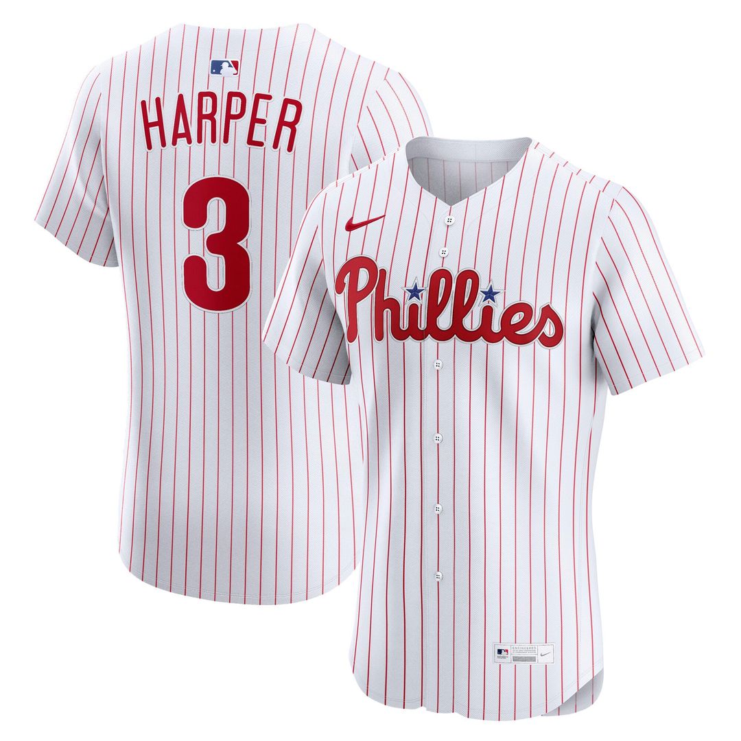Men's Philadelphia Phillies Bryce Harper White Home Elite MLB Baseball Jersey - view 1
