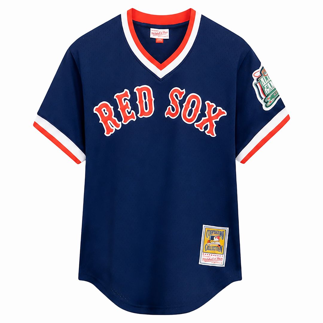 Men's Boston Red Sox Nomar Garciaparra Navy Big & Tall Cooperstown Mesh Batting Practice MLB Baseball Jersey - view 2