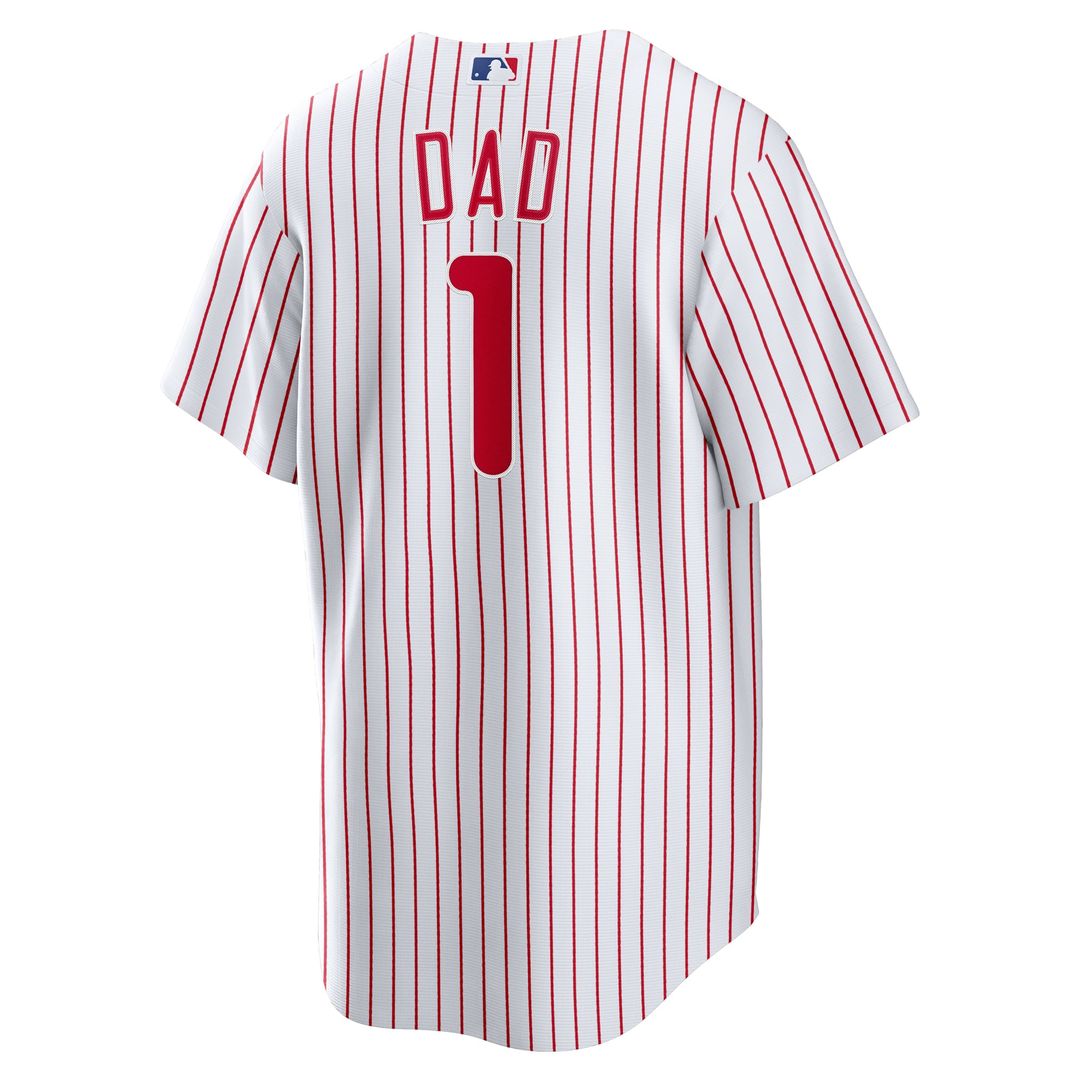 Men's Philadelphia Phillies White #1 Dad Home Replica MLB Baseball Jersey - view 3