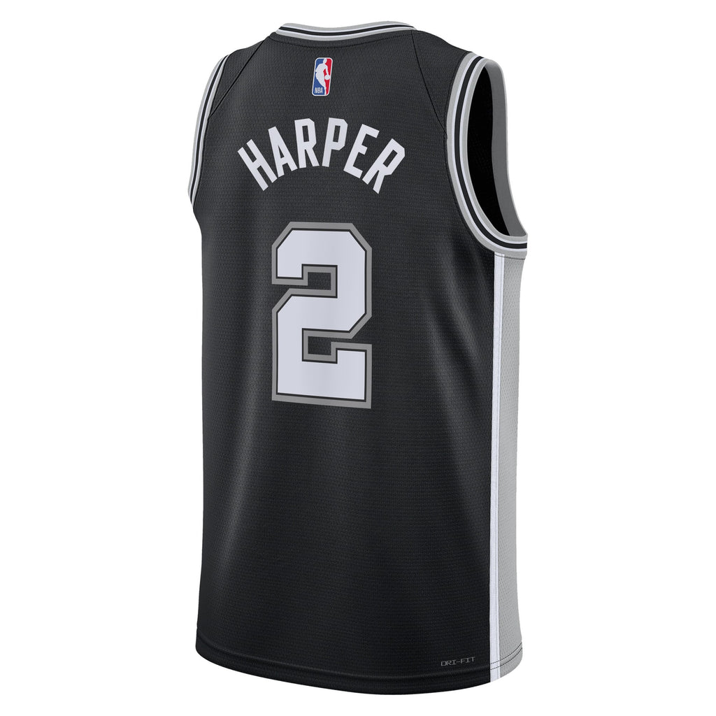 Unisex Dylan Harper San Antonio Spurs Icon Edition Swingman Jersey NBA 2025 First Round Draft Pick - Black - view 4